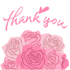 "THANK YOU"  Pink roses
