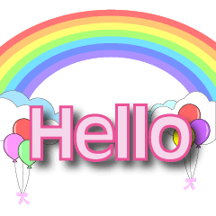 ^.^Rainbow Greetings-Bright pink font