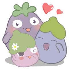Three little baby eggplants-IN