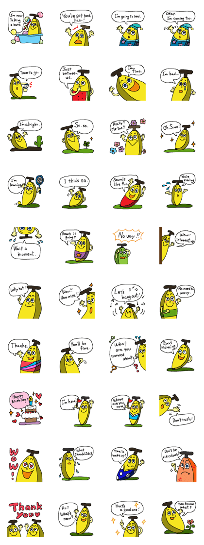 Japanese fun banana line sticker