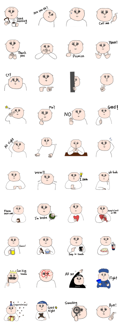 A round face man Sticker (English ver.)