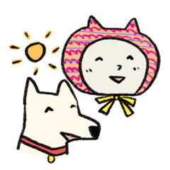 White Dog and Cat Costumer Sticker