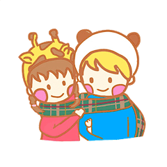 Animal costume boy and girl's sticker