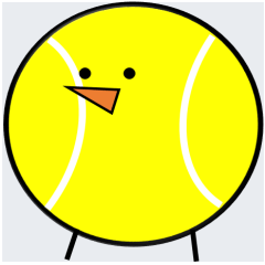 テニスボールの鳥