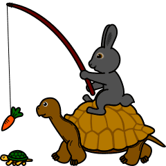 The black Hare and the Tortoises +