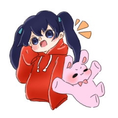 Hoodie girl and rabbit 1