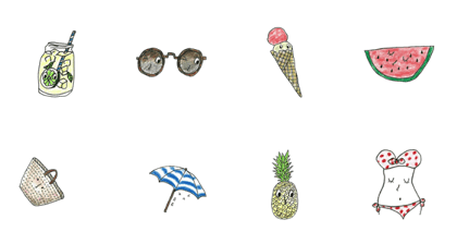 Summer Stickers with lovely eyes