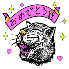 japanese cat sticker MANGA FACE