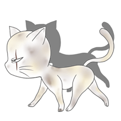 Stiker kucing putih liar dan kuat