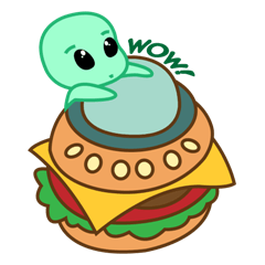 Cute Alien & Flying Hamburger