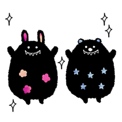 monochrome rabbit and bear Sticker