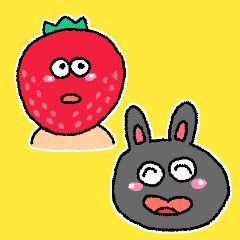 rabbit and strawberry fuwafuwa sticker