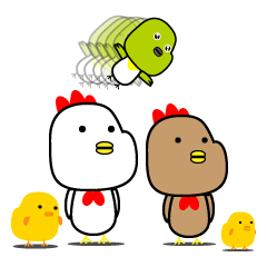 Chicken family and mejiro.