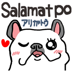 Tagalog language. French bulldog.