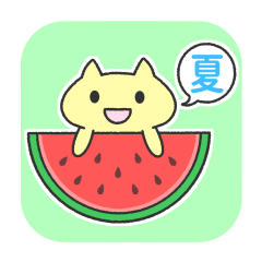 The sticker of "chubby nyanko in summer"