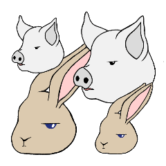 Rabbit and pig sticker