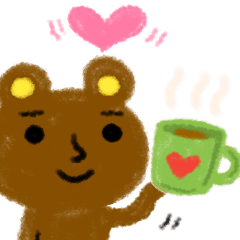 Heart with crayons bear