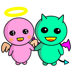 Cute devil and angel