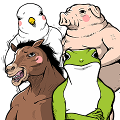 Fat Animals Frog,Horse,Pig,Bird