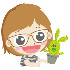 Cute chubby girl and her cactus