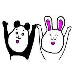 a giant panda&rabbit sticker