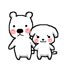 Married couple of a white bear andapuppy