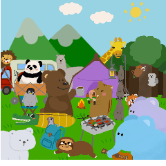 Animals go camping