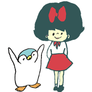Ribbon girl and penguin