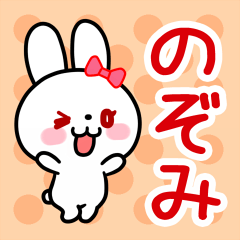 The white rabbit with ribbon "Nozomi"
