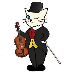 A cat playing a violin
