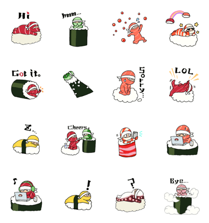 NINJA SUSHI Sticker