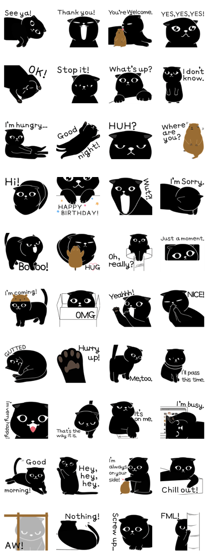 Black cat and Prairie dogs sticker.