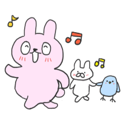 A humorous pink rabit and friends