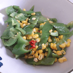Stir-fried green peppers