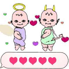 Angel and devil 's animate speech bubble