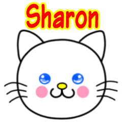 Sharon name sticker(Whimsical cat)