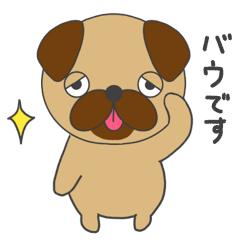 Pug dog sticker Bow