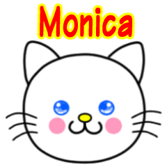 Monica name sticker(Whimsical cat)