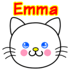 Emma name sticker(Whimsical cat)