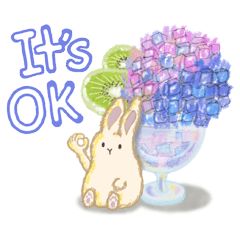 Cute Rabbit & Cat love Summer Hydrangeas