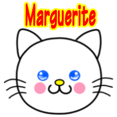 Marguerite name sticker(Whimsical cat)