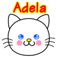 Adela name sticker(Whimsical cat)