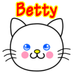 Betty name sticker(Whimsical cat)