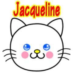 Jacqueline name sticker(Whimsical cat)