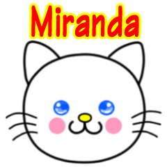 Miranda name sticker(Whimsical cat)