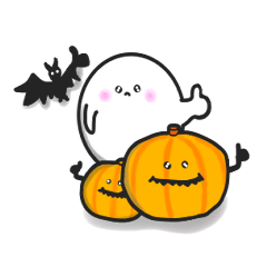 White ghost and Halloween friends