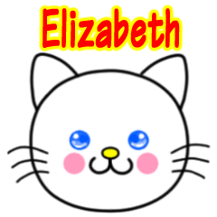 Elizabeth name sticker(Whimsical cat)