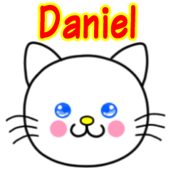 Daniel name sticker(Whimsical cat)