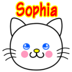 Sophia name sticker(Whimsical cat)