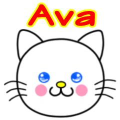 Ava name sticker(Whimsical cat)